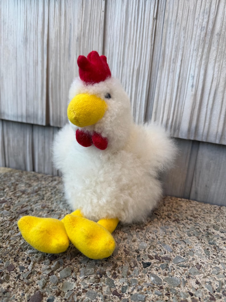 Alpaca Fur Chicken Plush, Farmhouse Decor, Chicken Lover Gift, 100% ...