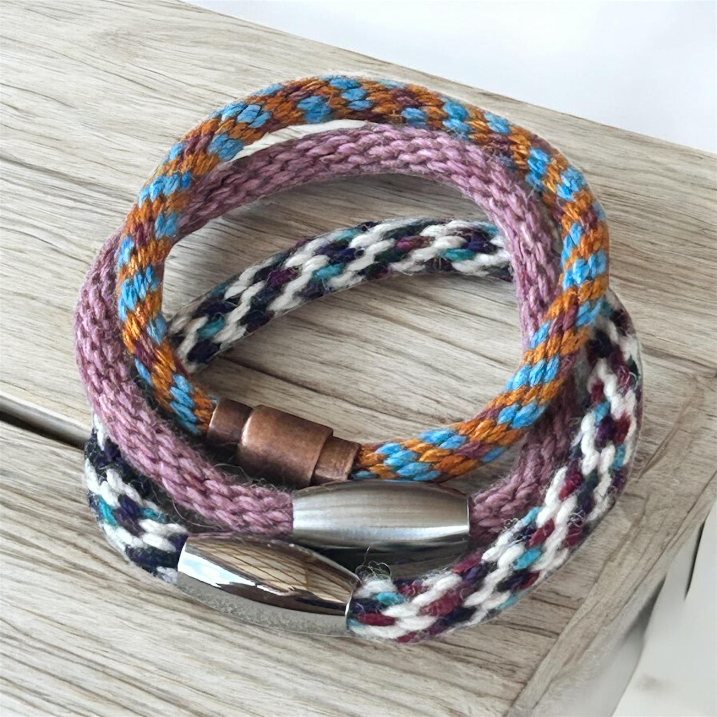 Alpaca Bracelet, Yarn Braided Bracelet, Magnetic Clasp Bracelet