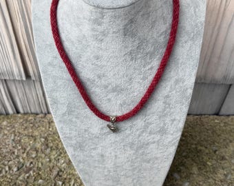 Handmade Alpaca Yarn Necklace, Kumihimo Braided Jewelry, Magnetic Clasp, Artisan Charm Necklace