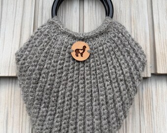 Hand-Crocheted Shell Purse, Farm-Spun Alpaca Yarn Handbag, Linen Lined Bag