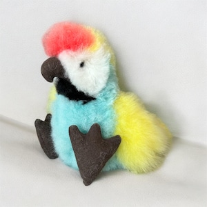 Colorful Parrot, Alpaca Wool Plush, Bird Stuffed Animals, Parrot Stuffed Animal Toy, Macaw Gifts, Birthday Gifts for my sons cute, for her