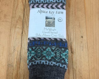 Degas Art Socks – Hand‑Painted Baby Alpaca Crew Socks | Women’s Small or Medium