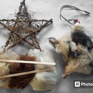Casa para pájaros con forma de estrella, crea tu propia casa de pájaros, vellón de alpaca, fibra cruda, regalo para mamá, regalo para papá, regalo de pájaro para la tía.