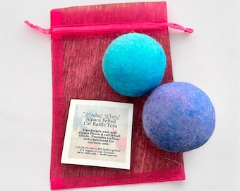 Alpaca Cat Toys, Wool Cat Toy, Cat Rattle Ball, Handmade Felted Cat Toys, Interactive Toys Cat, New Kitten Gift Box, Cat Birthday Gift