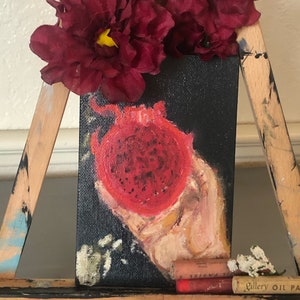 Oil Pastel Painting, Realistic painting, Small Painting, Romantic Art, Original Painting, Wall art,