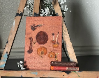 Original Painting, Oil Pastel, Mushroom Art, Cottage Core, Nature, Oil Painting, Fall Aesthetic,