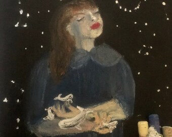 Original painting, Fairytale aesthetic, Oil Pastel, Oil painting, Decor, Art, Fantasy Portrait, Fantasy Art,