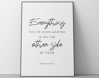 Andere kant van angst afdrukbare kunst aan de muur, typografie afdrukbaar, printteken, stijlvolle typografie print, stijlvolle home decor, citaat, citaat kunst aan de muur