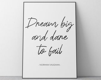 Droom grote afdrukbare kunst aan de muur, typografie afdrukbaar, print teken, stijlvolle typografie print, stijlvolle home decor, citaat, citaat kunst aan de muur