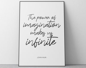 Verbeelding Oneindige afdrukbare kunst aan de muur, typografie afdrukbaar, printteken, stijlvolle typografie print, stijlvolle home decor, citaat, citaat kunst