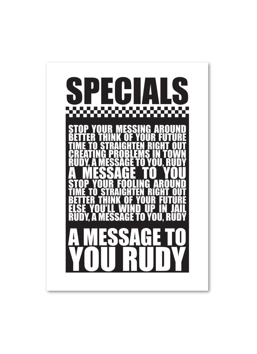 Hello Rudy Sign A Message to You Rudy Poster | Music Print | Band Lyrics Wall Art | Two ...