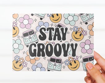 Groovy Doodles Thank You Note Cards for Resellers and Small Business Owners Trendy Modern Design, Thank You Blank Back Customizable Hippie