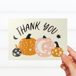 Kürbis Aufnäher Danke Notizkarten für Wiederverkäufer und Kleinunternehmer trendiges modernes Design, Danke Blanko Rückseite Individualisierbar Halloween