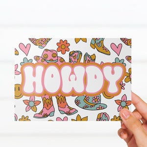 Yeehaw Howdy Country Girl Thank You Note Cards for Resellers and Small Business Owners Trendy Modern Design, Blank Back Western Boot Cowgirl