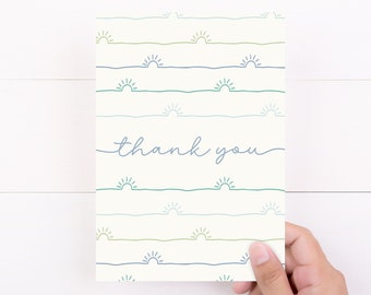 Blue Sunshines Thank You Note Cards for Resellers and Small Business Owners Trendy Modern Design, Blank Back