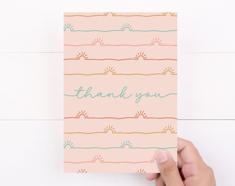 Pink Sunshines Thank You Note Cards for Resellers and Small Business Owners Trendy Modern Design, Blank Back