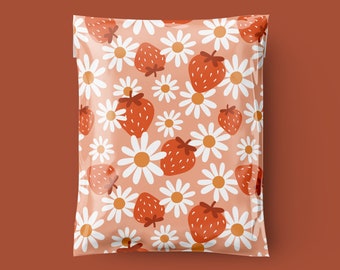 Daisy Berries - 14.5x19 Poly Mailer Shipping Bags, 3.15mil Thick Shipping Envelopes, Happy Mail, Boho Packaging, Boutique Poly Mailer Bags