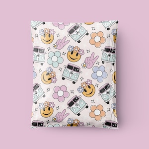 Groovy Doodles - 6x9 ポリメーラー配送バッグ、3.15 ミル厚配送封筒、ハッピーメール、ボヘミアンパッケージ、ブティックポリメーラーバッグ