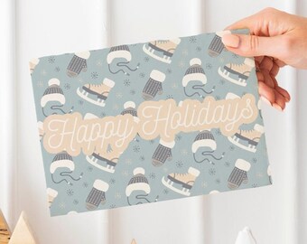 Holiday Thank You Note Cards for Resellers and Small Business Owners Trendy Modern Design, Blank Back Customizable Winter Outfit Design