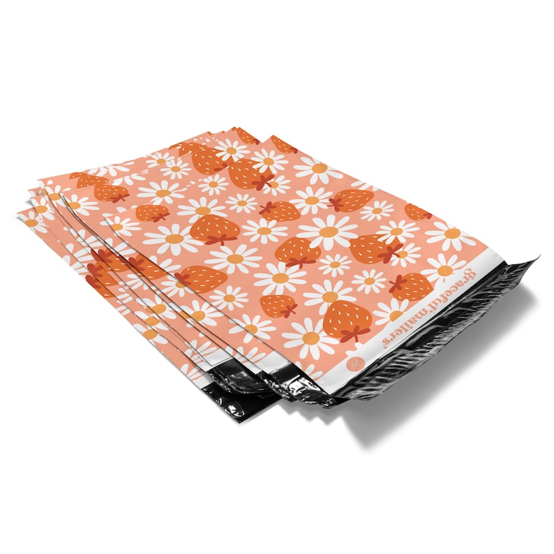 Daisy Berries 10x13 Poly Mailer Shipping Bags, 3.15mil Thick Shipping Envelopes, Happy Mail, Boho Packaging, Boutique Poly Mailer Bags image 3