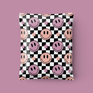 Pastel Smiles - Sacos de envio de correio de polietileno 10x13, envelopes de envio de 3,15 mil de espessura, Happy Mail, embalagem Boho, sacos de correio de polietileno boutique
