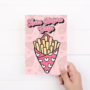 Cartes de remerciement « Fries avant les hommes » pour la Saint-Valentin pour les revendeurs et les propriétaires de petites entreprises, design moderne et tendance, mot d'amour coeurs vierges au dos