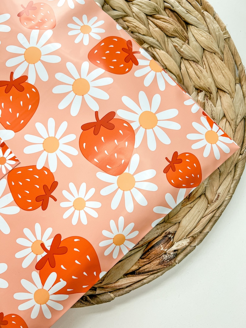 Daisy Berries 10x13 Poly Mailer Shipping Bags, 3.15mil Thick Shipping Envelopes, Happy Mail, Boho Packaging, Boutique Poly Mailer Bags image 7