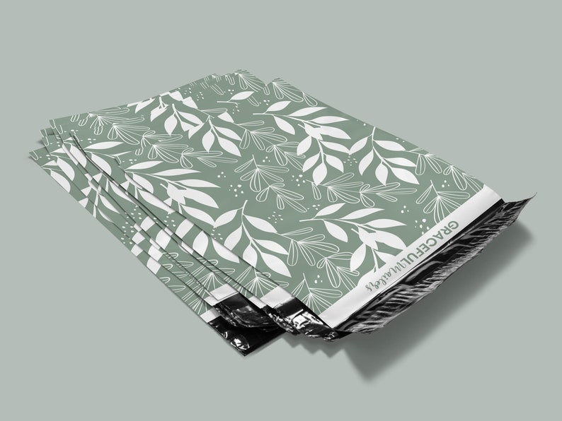 Sage Beauty 14.5x19 Poly Mailer 3.15mil thick Shipping Bags, resellers & small business. shipping, packaging, polymailers, Boho Design image 3