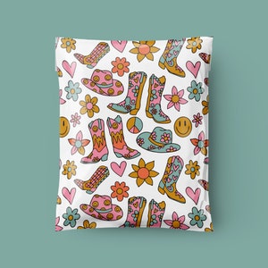 Yeehaw - Sacolas de envio de polietileno 10x13, envelopes de envio com espessura de 3,15 mil, embalagem Boho Happy Mail, sacolas de envio boutique Western Southern