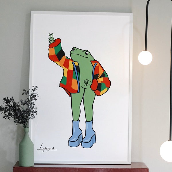 Harry Styles Cardigan Frog Print | Watercolor Art | Funky Room Decor