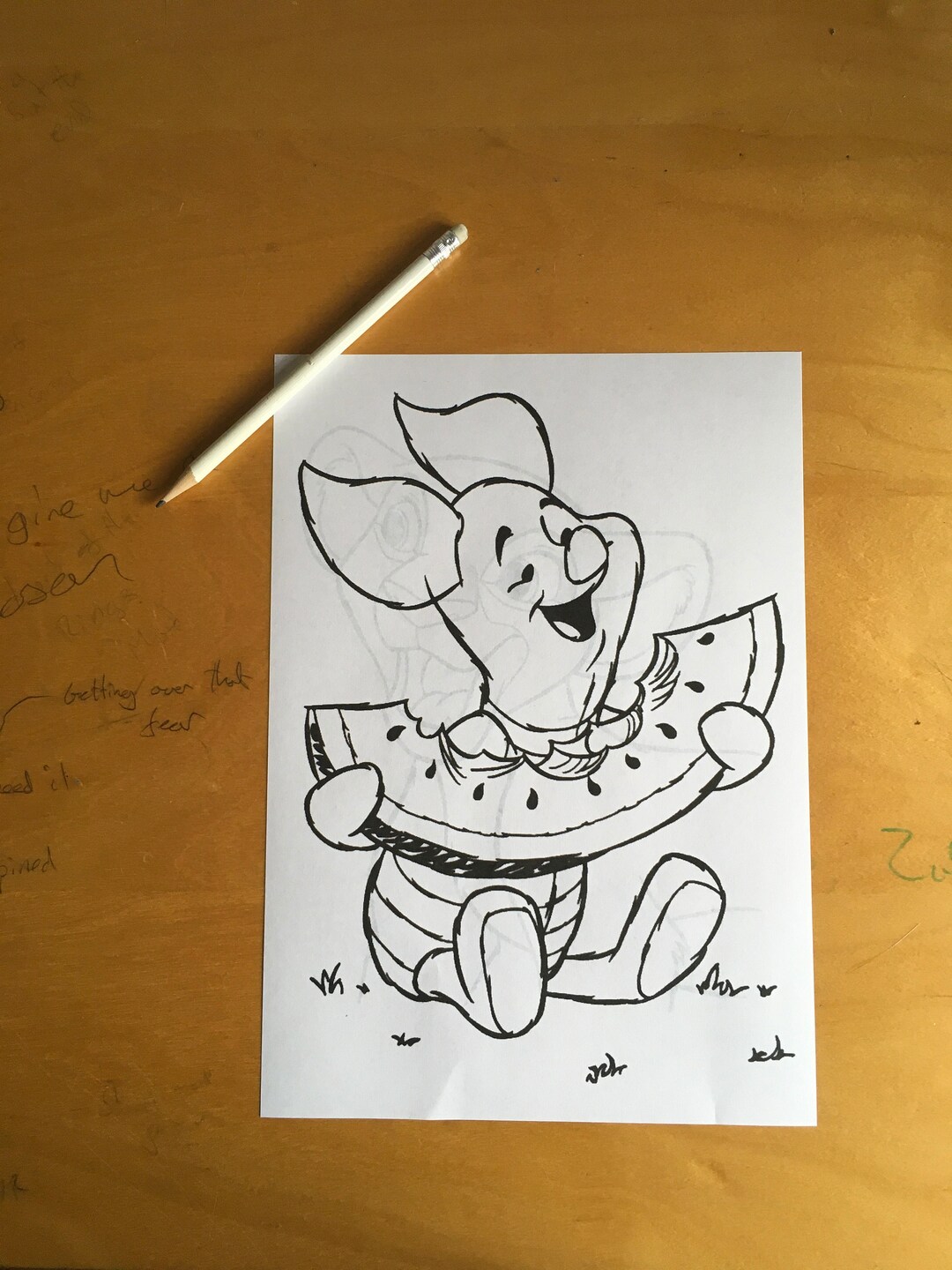 Piglet Eating Watermelon - Colouring Page - Etsy