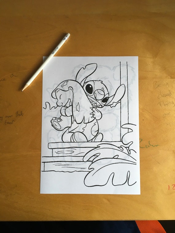 Lilo & Stitch Hugging Colouring Page | Etsy
