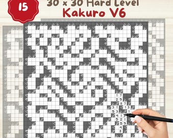 Lot de casse-tête durs Kakuro : jeux de réflexion mathématiques logiques pour adultes (téléchargement PDF)