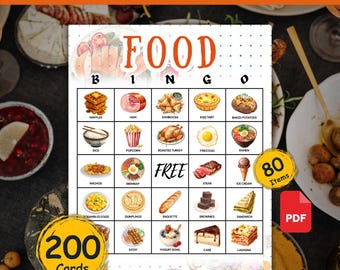 Jogo de Bingo de Comida para Imprimir | 200 Cartelas Exclusivas em PDF para Download Imediato