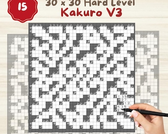 Lot de casse-tête durs Kakuro : jeu de réflexion mathématique et logique pour adultes (téléchargement PDF)