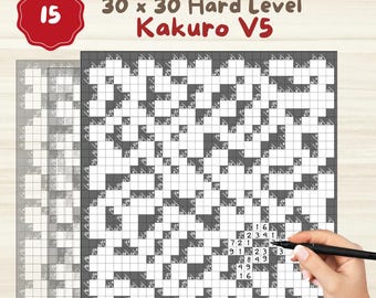 Lot de casse-tête durs Kakuro : jeu de réflexion mathématique et logique pour adultes (téléchargement PDF)