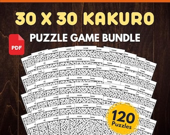 Lot de puzzles difficiles KAKURO | Casse-tête à téléchargement immédiat pour les amateurs de mathématiques et les adultes