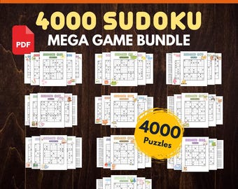4000 Sudoku MEGA Game Bundles | Brain Training Math Logic Games (PDF Downloadable Bundle)
