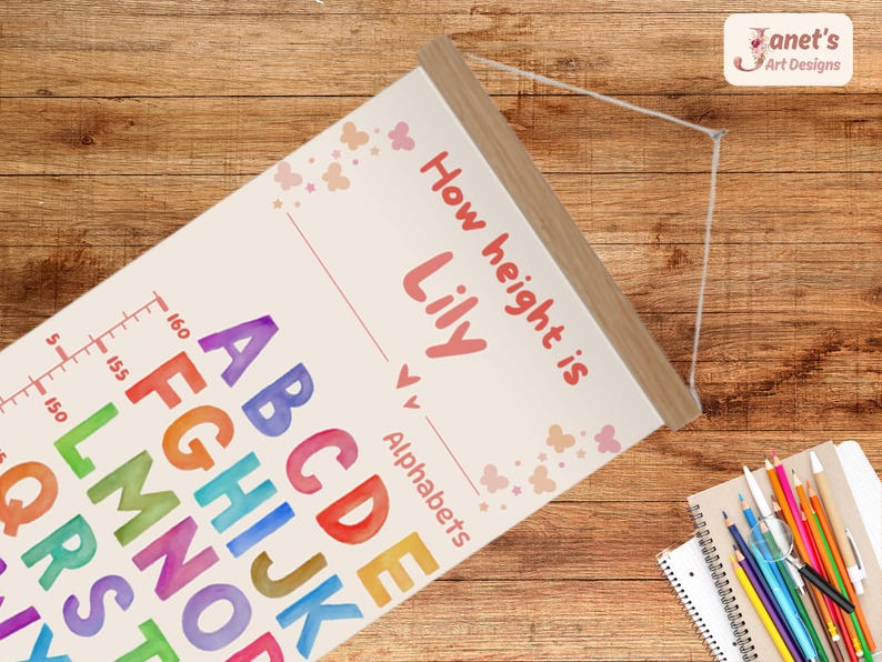 Kids Growth Chart | Homeschool Educational Wall Art | Alphabets Numbers ...