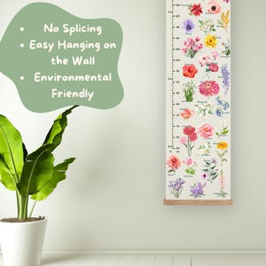 Muurgroeimeter voor meisjes, kinderen | Namen van bloemen | Kleuterschool Thuisonderwijs Kleuterschool | Aangepaste gepersonaliseerde kinderliniaal DIY-hoogtemeting