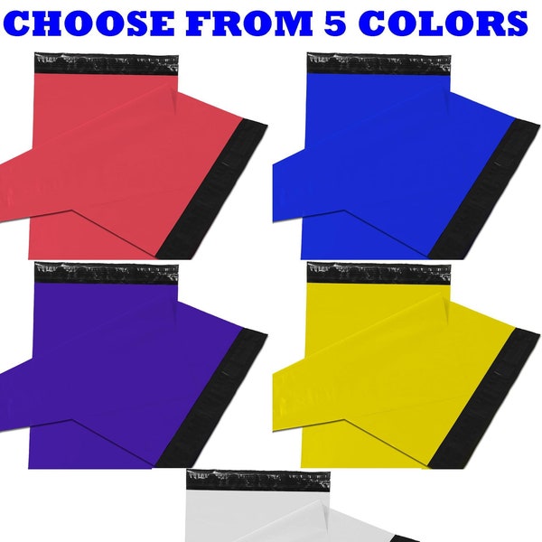 Color Poly Mailers, Shipping Mailing Poly Bags, Envelopes, Multiple Sizes 6x9 7.5x10.5 9x12 10x13 12x15.5, Blue, Purple, Gray, Pink, Yellow