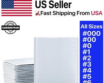 White Poly Bubble Mailers, Shipping Mailing Padded Bags, Envelopes, Wholesale Prices, Multiple Sizes #000 #00 #0 #1 #2 #3 #4 #5 #6 #7