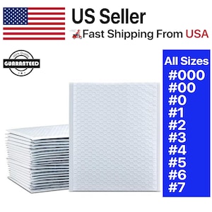 White Poly Bubble Mailers, Shipping Mailing Padded Bags, Envelopes, Wholesale Prices, Multiple Sizes #000 #00 #0 #1 #2 #3 #4 #5 #6 #7