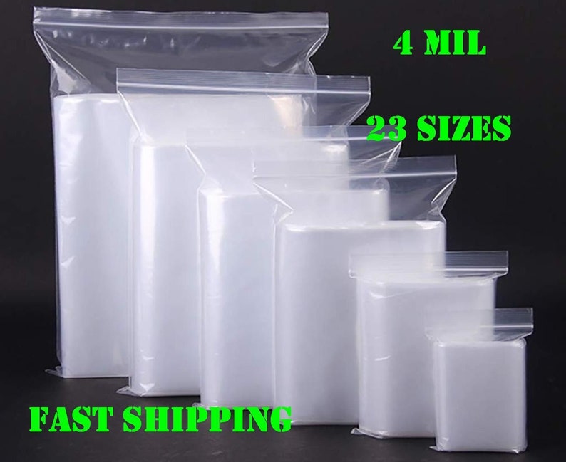 Clear Plastic Zip Bags 4MIL Heavy Duty Thickness Reclosable Etsy