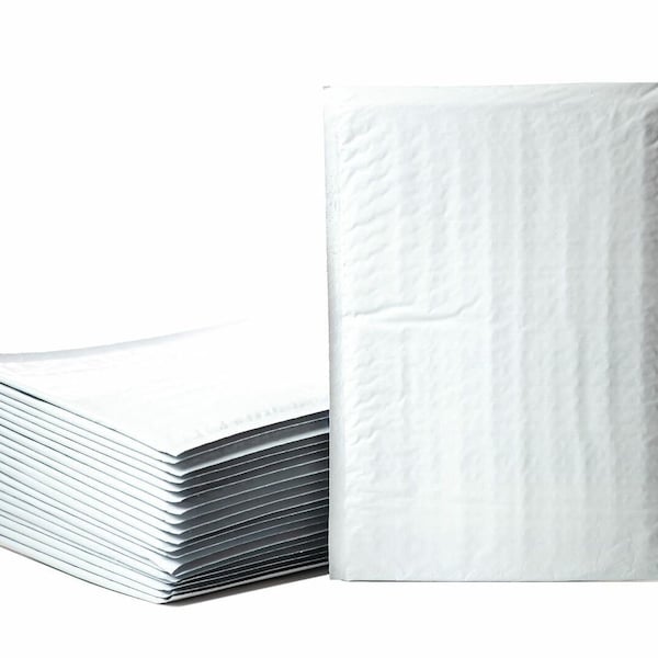 10.5" x 16" #5 Poly Bubble Mailers, Shipping Mailing Padded Envelopes, Mailing Bags, White Bubble Mailers - Usable Space 10.5" x 15"