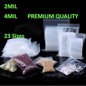 Hang Hole Clear Plastic Zip Bags, 2MIL Thickness, Reclosable Top Lock, Small  Large Mini Baggies for Jewelry, Beads, Rings Coins Any Quantity 