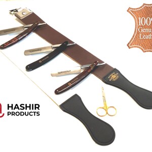 5pcs Mens Grooming Old School Barber Shaving Razors + Shaping Strop EXCELLENT NEW