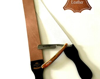 Professional Men’s Shaving Razor Tool PLUS Natural Color Leather Shaping Strop