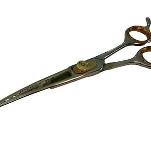 May include: Professional hair shears with gold-colored finger holes and a silver blade. The shears have the text "HASHIR'S 3900 PROFESSIONAL BS" printed on the blade. The shears are designed for professional use.