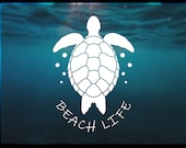Sea Turtle Decal Sticker Beach Life Decal Multiple Vinyl Color Options Turtle Decal for Laptop Tumbler Car Window